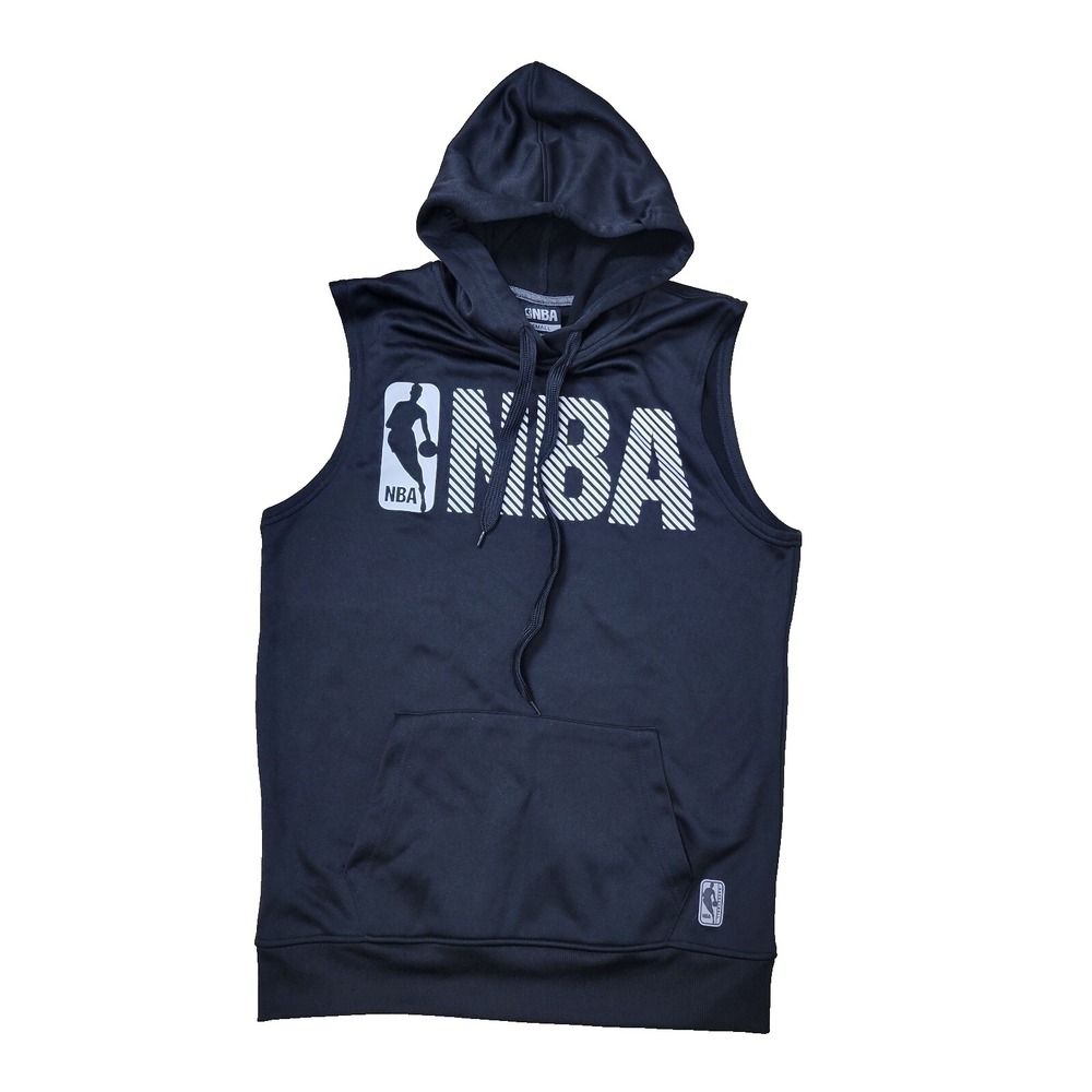 NBA Mens Small‎ Black Big Logo Graphic Print Sleeveless Hoodie